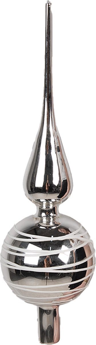 Clayre & Eef Kerstboom Piek Ø 8x31 cm Zilverkleurig Glas