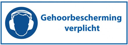 Gehoorbescherming verplicht bord met tekst 200 x 75 mm
