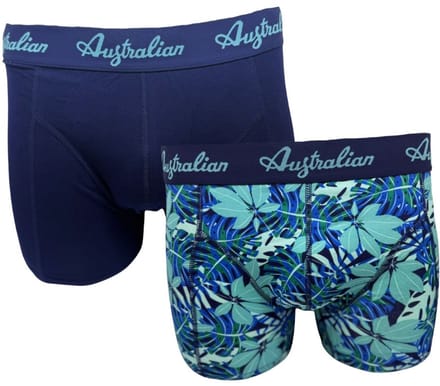 2 stuks Australian Boxershort - Katoen - Print 2/Blauw - Maat S