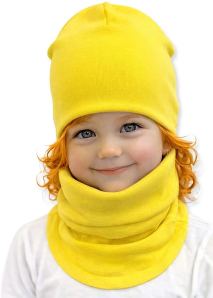 Dartomik - Kinderhoed en Sjaal Set - Lente - Geel - Oeko-Tex