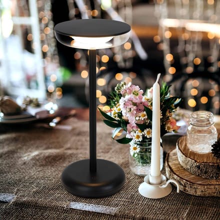 Näve LED oplaadbare terraslamp Pasi zwart hoogte 26cm metaal touch