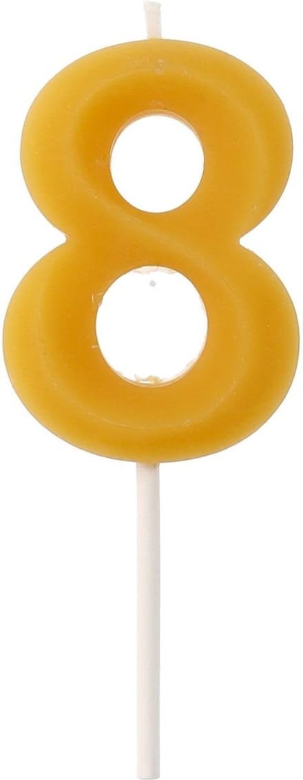 Kaars - Cijfer 8 - Bijenwas - 4,5 cm