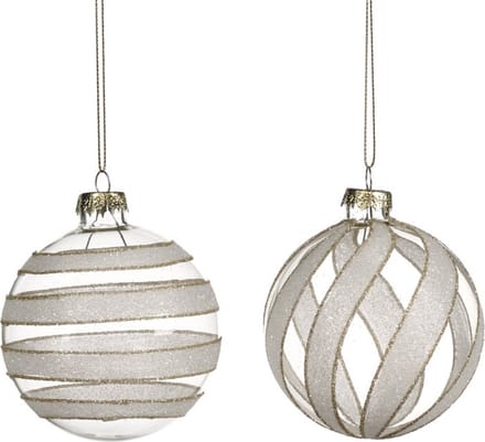 Goodwill Kerstbal Glas Wit D 8 cm Voordeelass. Per 2 Stuks