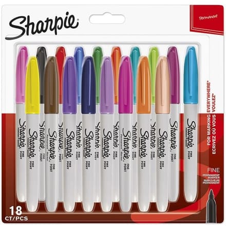 Sharpie Permanente Markers | Fijne Punt | Assortiment Leuke Kleuren | 18 Stuks