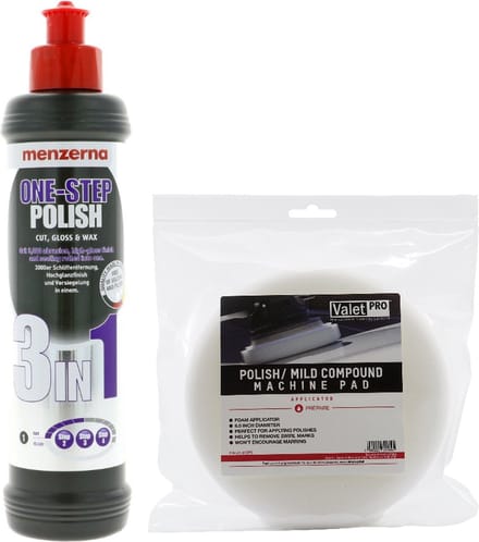 Menzerna 3 in 1 One-step Polish 250 ml samen met Polishing pad 165 mm