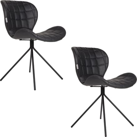 Zuiver OMG LL Eetkamerstoelen Zwart - Set van 2