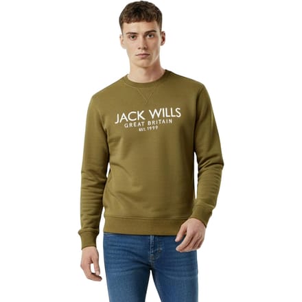 Jack Wills Heren Belvue Geborduurd Logo Sweatshirt (Blad)