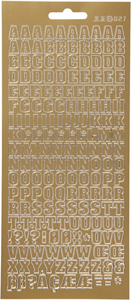 Stickers, alfabet, vel 10x23 cm, goud, 1 vel