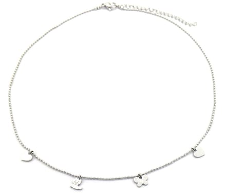 Ketting voor Kinderen - Bedeltjes - RVS - Lengte 35-41 cm - Zilverkleurig