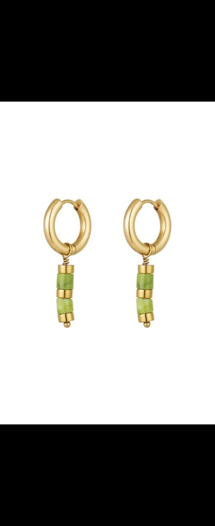 Oorbellen kraaltjes gouden details - goud/groen