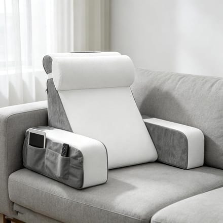Groot Leeskussen - Bed Rugsteun - Comfortabel Lezen - Afneembare Nekrol - 48 x 40 cm - Grijs