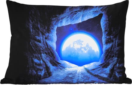 Buitenkussens - Grot - Maan - Ruimte - Heelal - Blauw - 60x40 cm - Weerbestendig