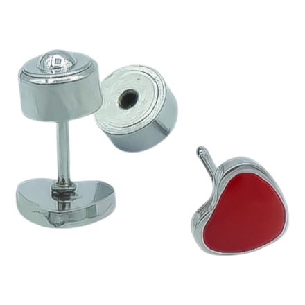 Hart oorknoppen rood - 5 x 6 mm - Premium staal in kleur zilver