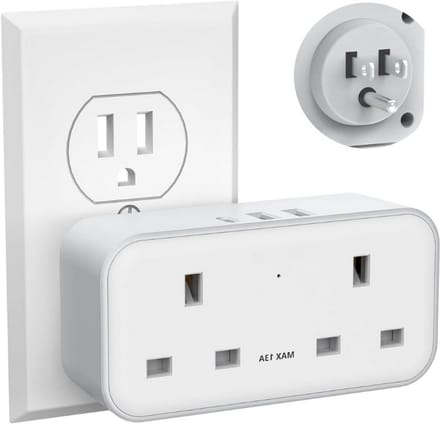 Thuys – UK Maar US Reisstekkeradapter – Geaarde Adapter Met 3 USB – 1x USB-C – Dubbele 2-Pins Stopcontacten