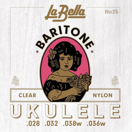 La Bella L-25 Acoustic Folk Bariton Ukulele Snarenset – Clear Nylon