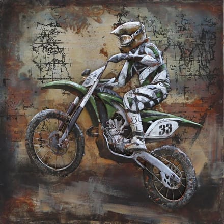 metalen 3d schilderij 100x100cm Motorcrosser