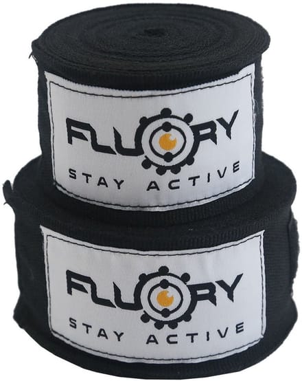 Fluory Boksbandages / Handwraps – Zwart – 400 cm – per Paar -