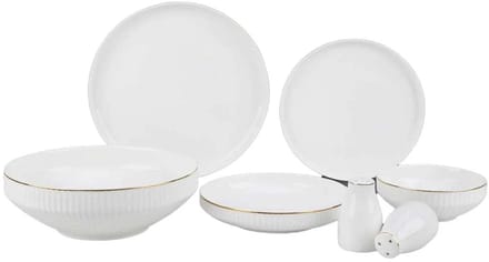 Borneo - Porseleinen Serviesset - 27-delig - Wit/Goud - 6-Persoons - Dinerset