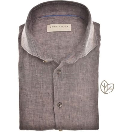 John Miller Overhemd Luxury Pure Linen Donker Bruin / male