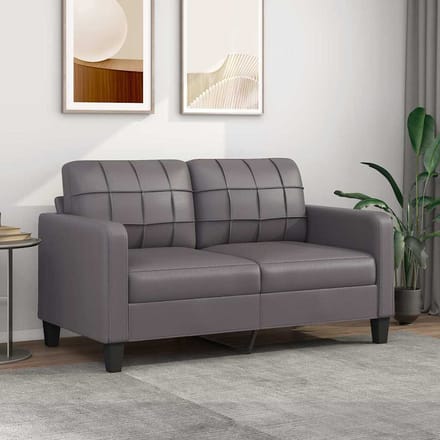 vidaXL - Tweezitsbank - 140 - cm - kunstleer - grijs