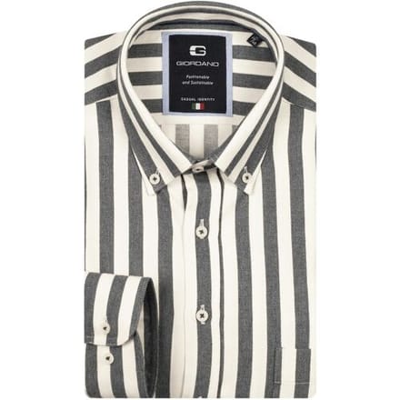Giordano Overhemd Brando Soft Brushed Satin Stripe Button-Down Navy / male