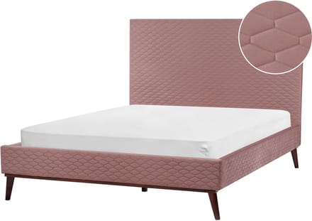 BAYONNE - Tweepersoonsbed - Roze - 140 x 200 cm - Fluweel