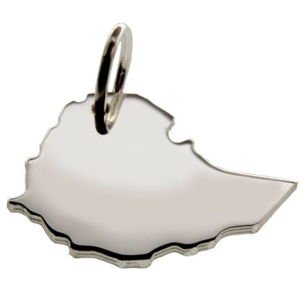 Zilveren Landkaart Ethiopië ketting hanger