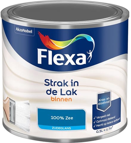 Flexa - Strak In De Lak Binnenlak Zijdeglans - 100% Zee - Mengverf - 500 Ml