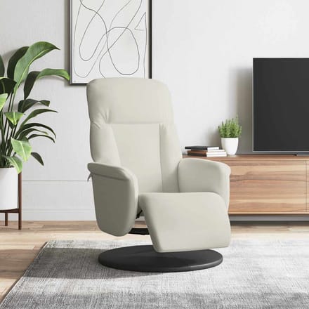 vidaXL - Fauteuil - met - voetensteun - verstelbaar - fluweel - crèmekleurig