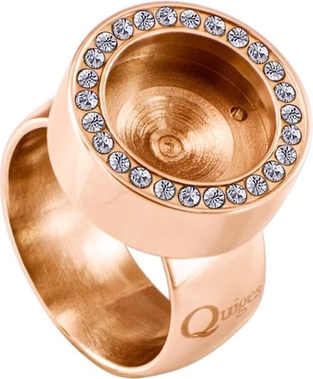 Quiges - RVS Dames Mini Munt Ring Rosegoudkleurig met Zirkonia - SLSR00520 - Maat 20
