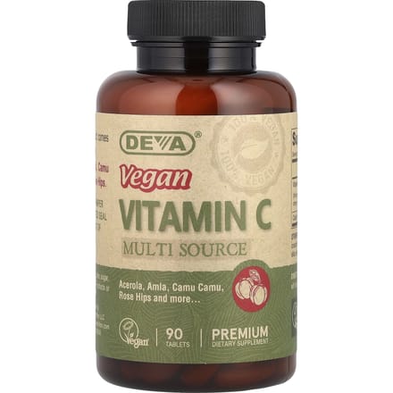 Deva, vitamine C végane, multi-sources, 90 comprimés