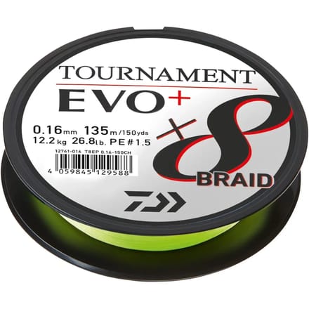 Daiwa Tournament X8 Braid EVO+ | 135m 0.10mm / 6.7kg Chartreuse