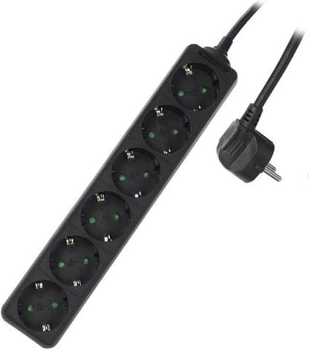 ACT Stekkerdoos zwart – 6-voudig – 3 meter kabel – AC2460