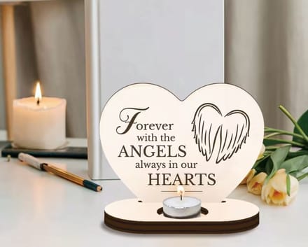 Geschenk set - Waxinelichthouder - Forever with the angels - Herdenking - Gemis - Liefde - Troost - Overleden - Kado