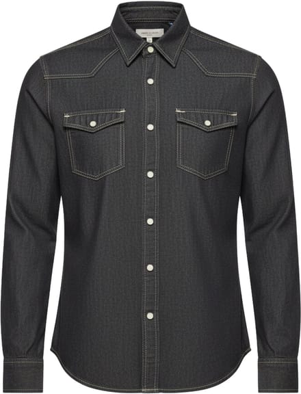 OMBRE Overhemd - Regular Fit - Katoen - Lange Mouw Zwart S