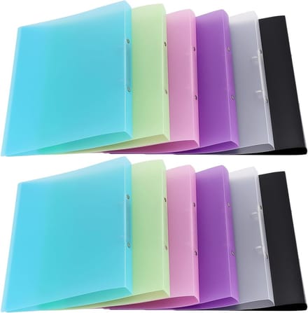 12 Stuks A4 Ringbinders, Translucente Flexibele Plastic Mappen, Multicolor Documenten Organizer voor School, Thuis en Kantoor