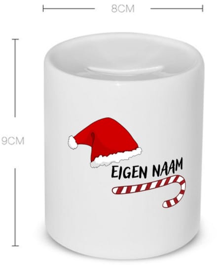 Akyol - kerst zuurstok en kerstmuts met eigen naam Spaarpot - Kerstmis - kerst beker - winter - kerst - christmas - kerst cadeau - 350 ML inhoud