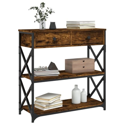 vidaXL - Wandtafel - 75x28x75 - cm - bewerkt - hout - gerookt - eikenkleurig