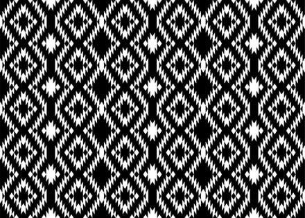 Vinyl | Vloerkleed vinyl | Azteco, Navajo Zwart wit | 95x145 cm