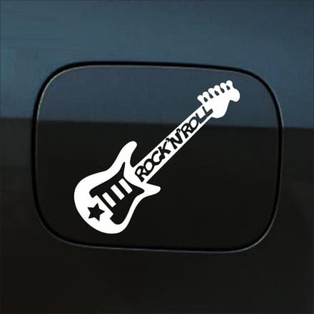 Bumpersticker - Gitaar Rock N Roll - 10,4 X 14,8 - Wit