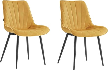Colenis® - Lesedi Eetkamerstoel - Set Van 2 - Okergeel - Velvet
