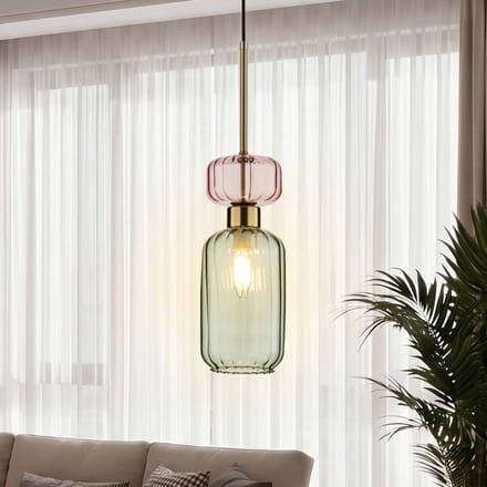 Milagro Lighting Hanglamp Molly, groen/goud, 1-lamp, glas, Ø 12 cm