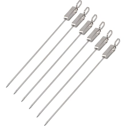 6 STuks Lange BBQ Barbecue Schuifbare Grill Kook RVS Kebab Platte Spiesjes gray