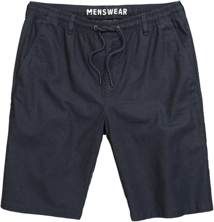 Men Plus - Heren - bermuda van linnenmix Relaxed Fit elastische tailleband - Navy blauw - Maat L