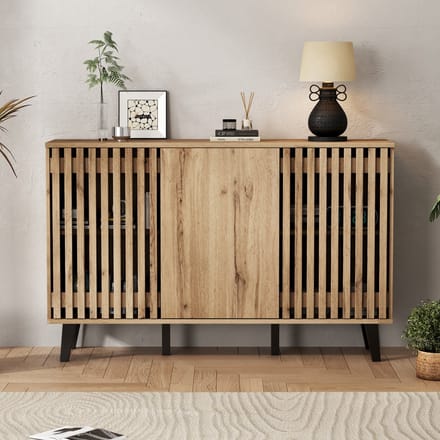 Sweiko Dressoir - 3 Deuren - 6 Opbergvakken - Houtnerf