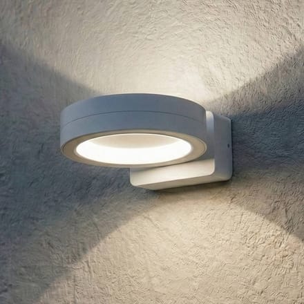 Lindby LED buiten wandlamp Selviro, wit, Ø 20 cm, IP65