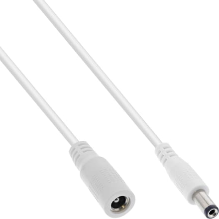 DC verlengkabel | 5,5 x 2,5mm | max. 140W | AWG18 | wit | 2 meter