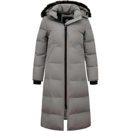 Extra Lange Winterjas Dames met Nep Bontkraag - Grijs