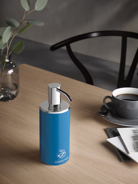 KEUCO ontsmettingsdispenser, chroom en blauw, turkoois, vloermodel 250ml