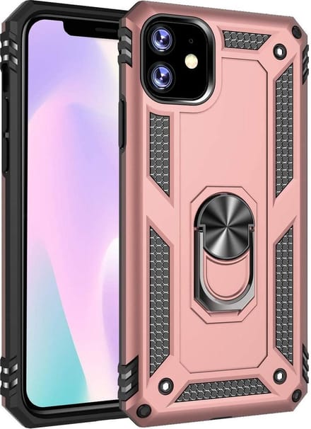 Ring Armor - Hoes met Kickstand Ring Geschikt voor: iPhone 11 Pro Max Rugged Ring Armor schokbestendige rose goud